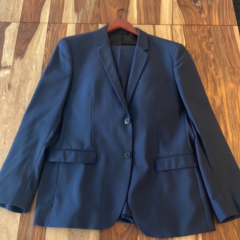 Navy blue suit (pants and coat).